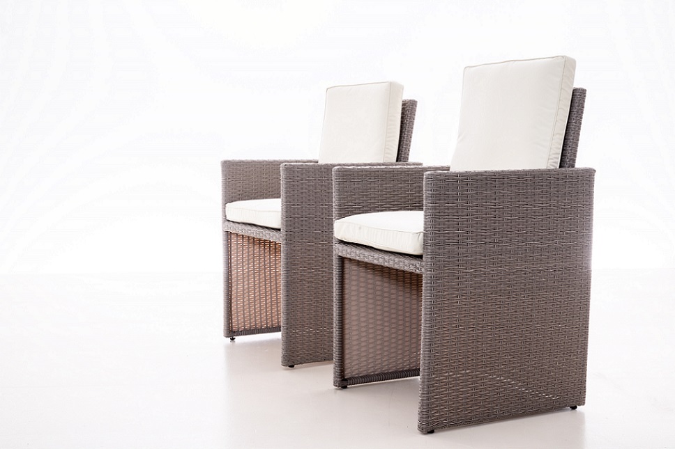 2er-Set Stühle Bali ingrau hochwertig Rattan Aluminium
