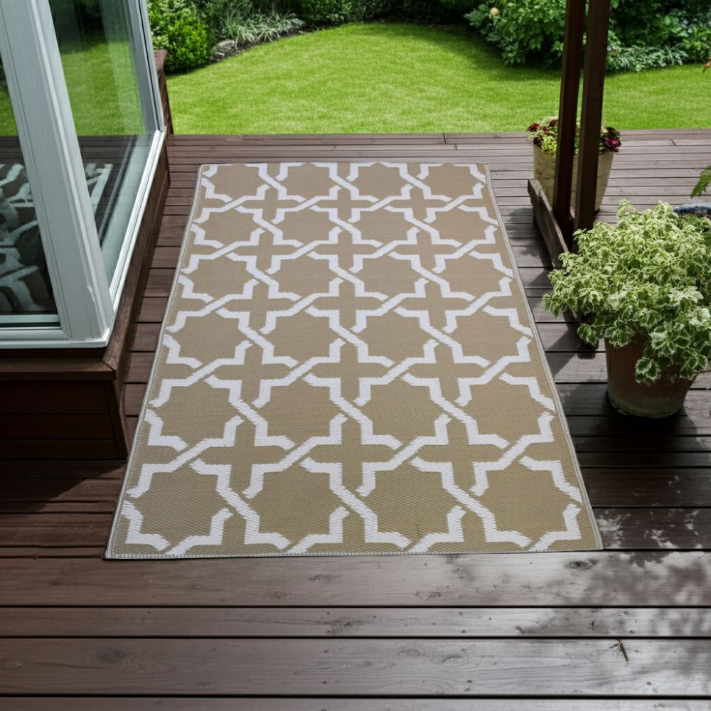 Gartenteppich Kunststoffteppich Modern braun 120x180 cm