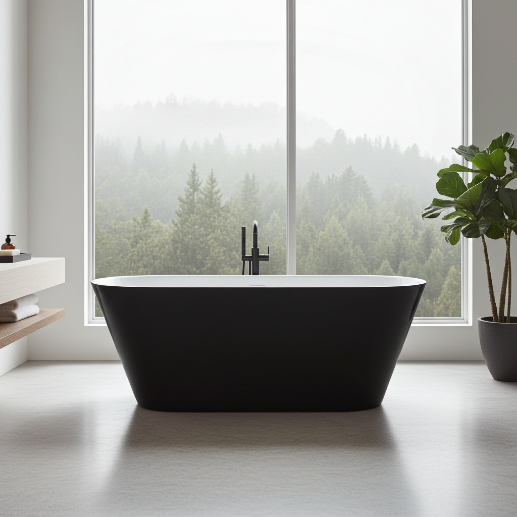 Badewanne Design LAUSANNE II schwarz Freistehend 170 x 80 cm