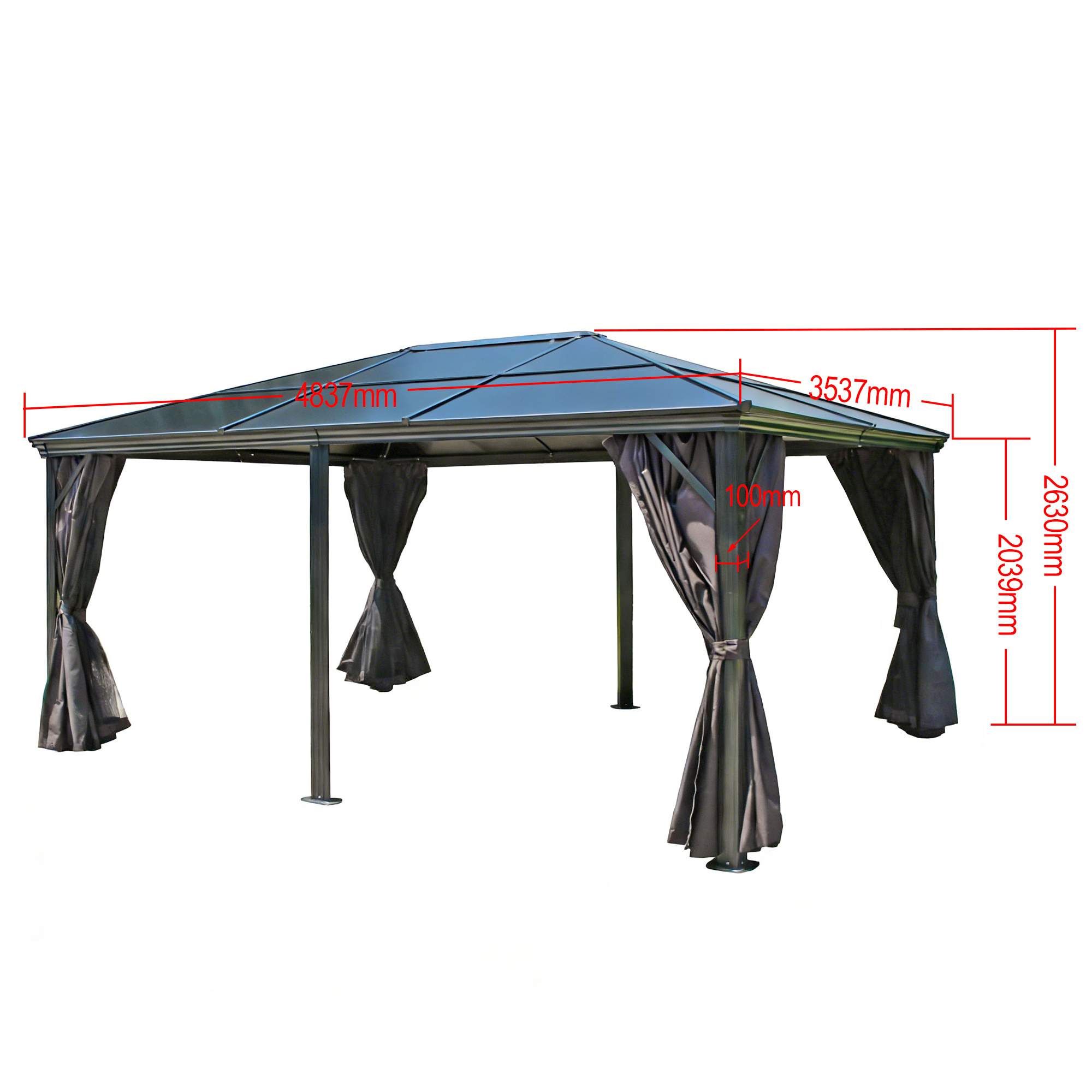 Pavillon Gartenpavillon 3,6x4,8m  Tamuros anthrazit Aluminium UV-Schutz