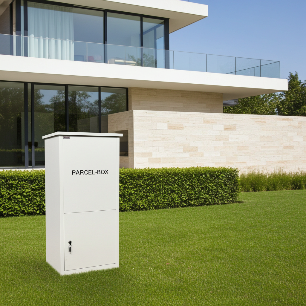Jet-Line® | Paketbox |Paketablage Briefbox weiß mit Paketfach Gr.XX L | Metall 99,5x35x45,5