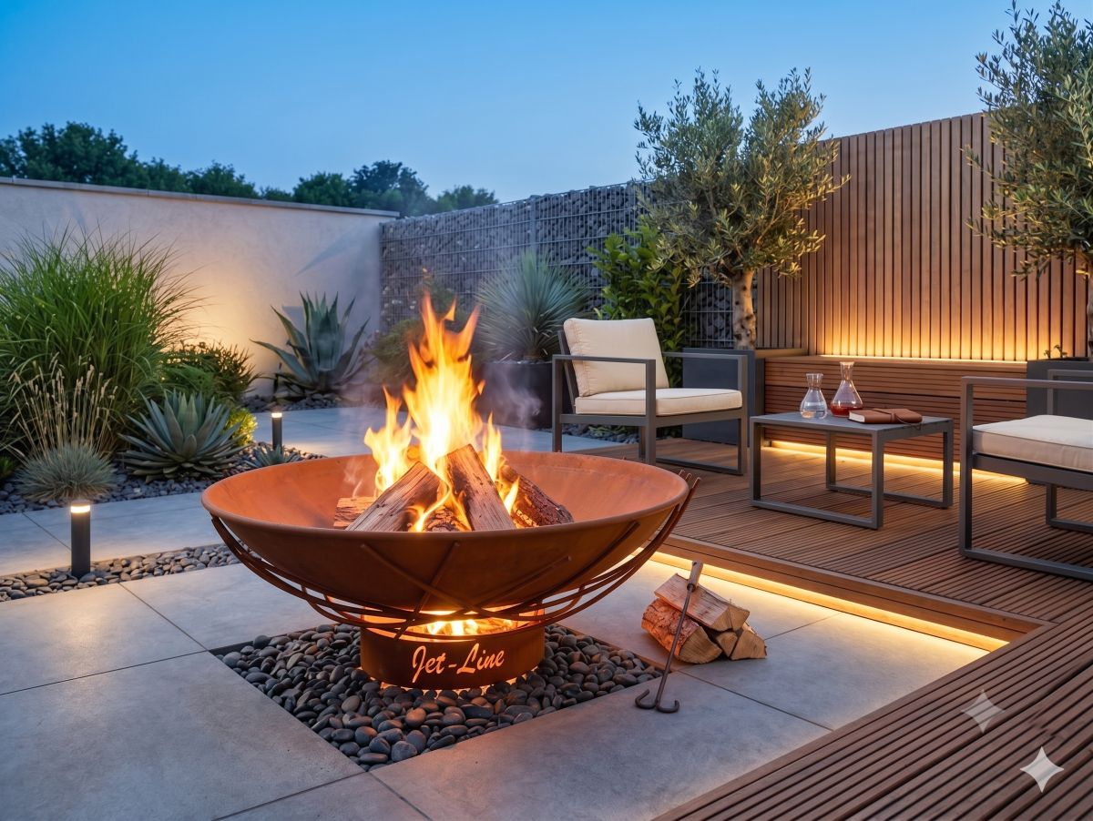 Feuerschale Doha in Rostoptik 62 cm Garten Grill Outdoor Feuerstelle Feuerkorb