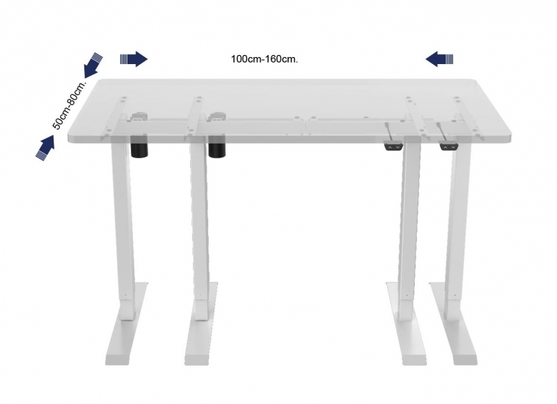 Jet-Line höhenverstellbarer Schreibtisch Gestell inklusive Tischplatte 140 x 70 cm weiss