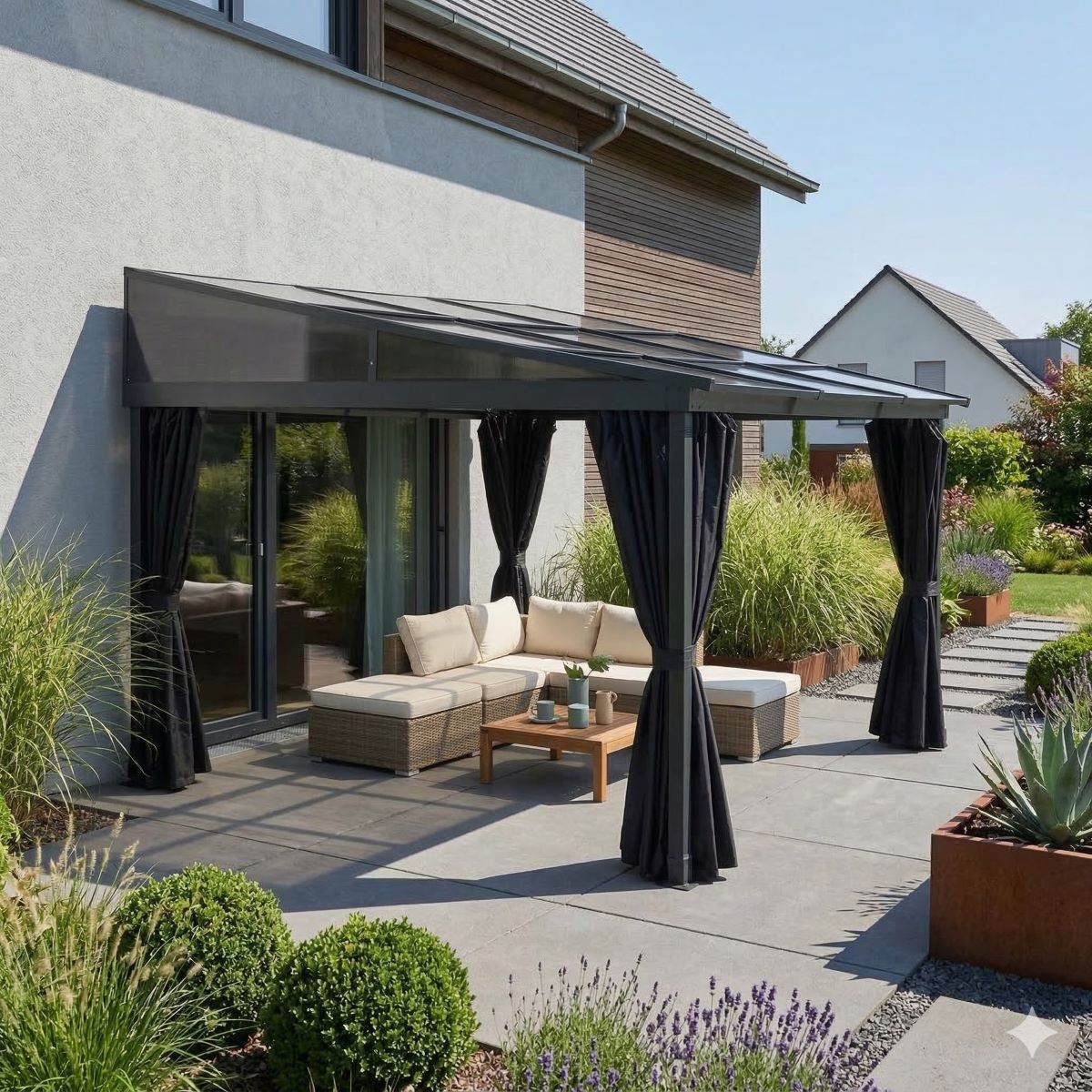 Pavillon Gartenpavillon 3x3,6m Karoom anthrazit aus Aluminium Schiebedach