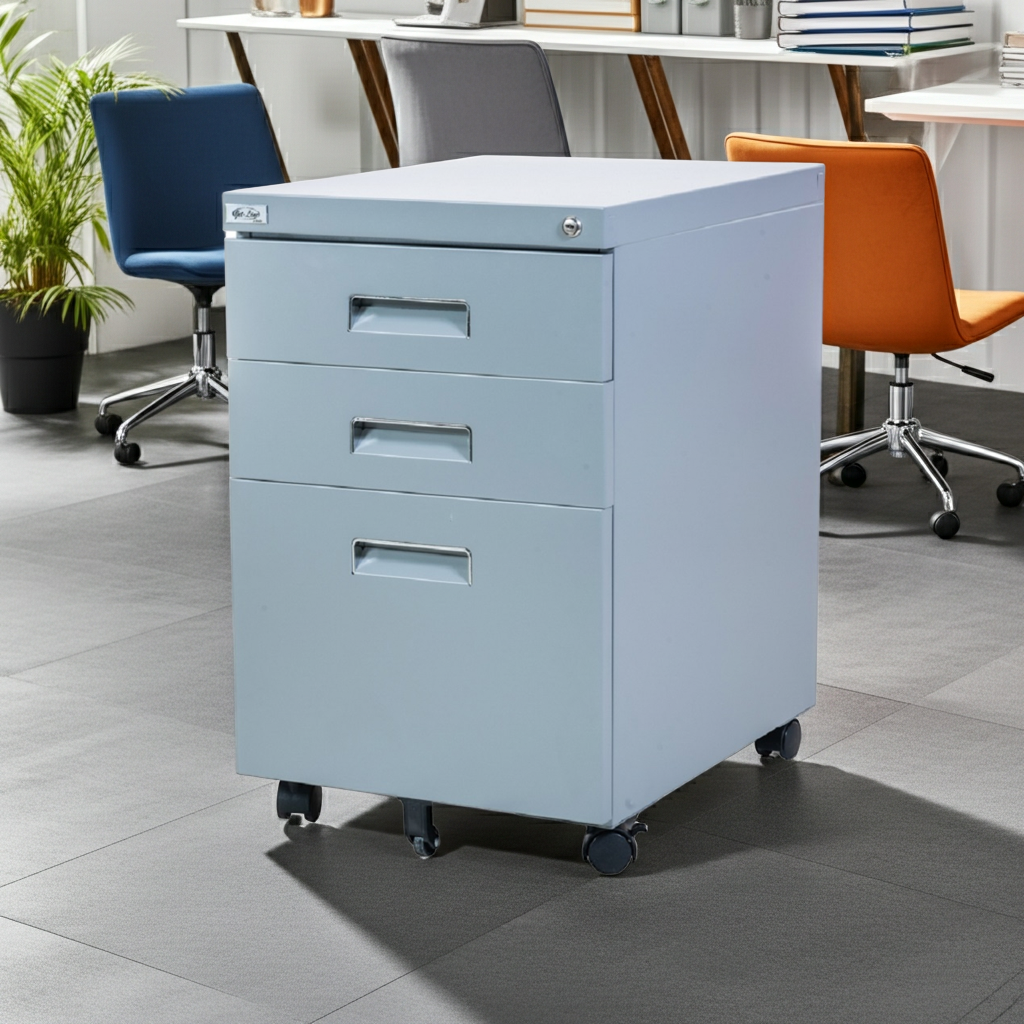 Büro Rollcontainer 3 Schubladen Hängeregistratur abschliessbar PAUL grau Bürocontainer