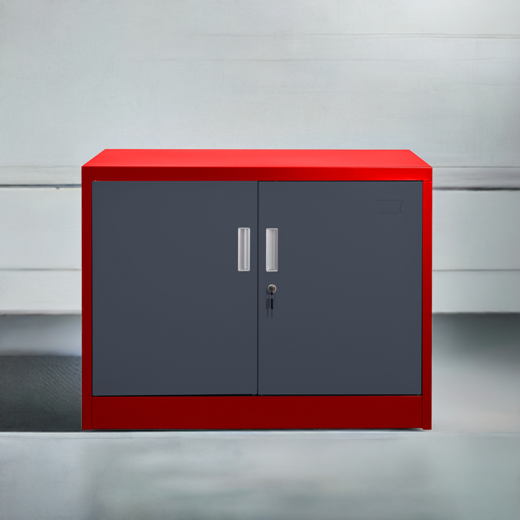 Aktenschrank SARATOW rot dunkelgrau