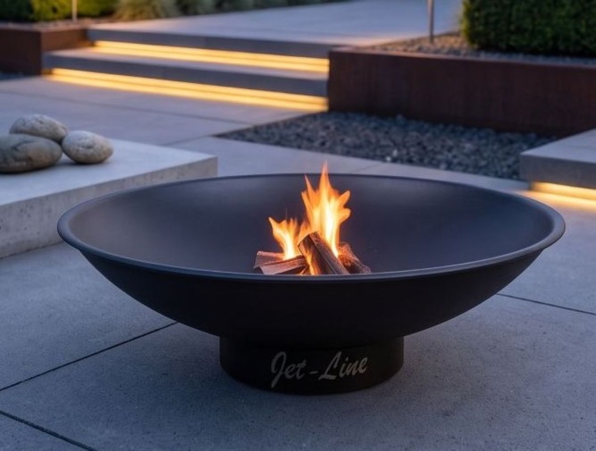 Feuerschale Katar schwarz 62 cm Garten Grill Outdoor Feuerstelle Feuerkorb