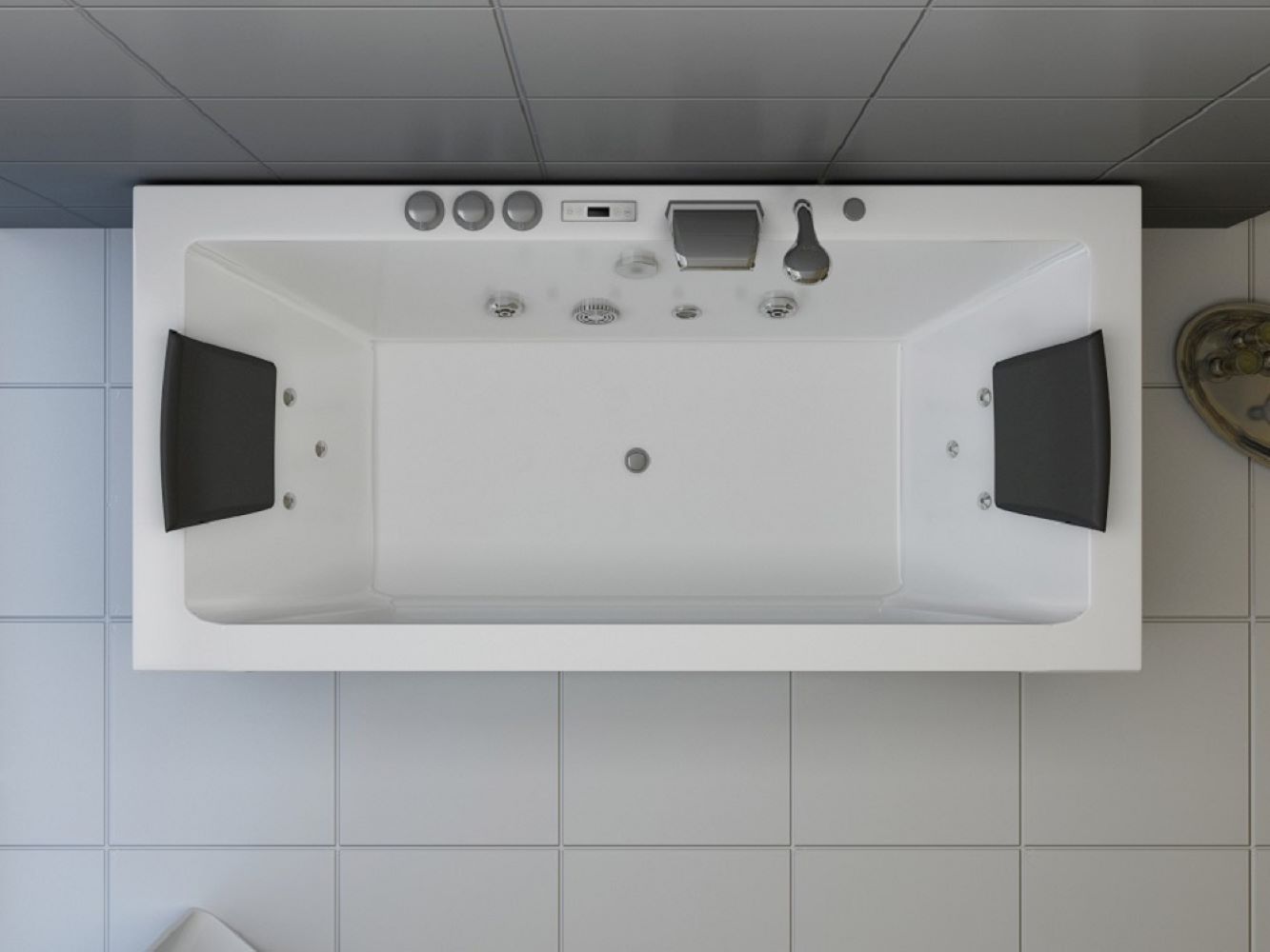 Whirlpool Indoor Spa Badewanne Whirlpool LUGANO weiß 185x90x62 cm LED Massagedüsen Whirlwanne