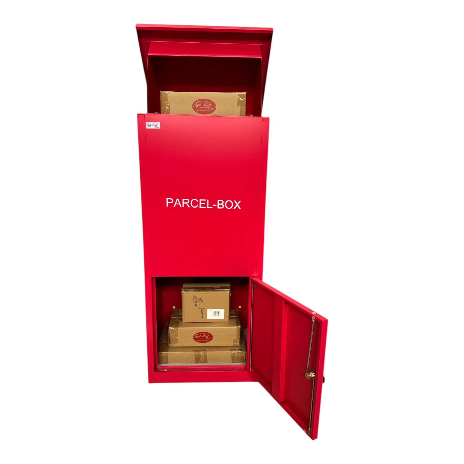 Jet-Line® | Paketbox |Paketablage Briefbox rot mit Paketfach Gr.XX L | Metall 99,5x35x45,5