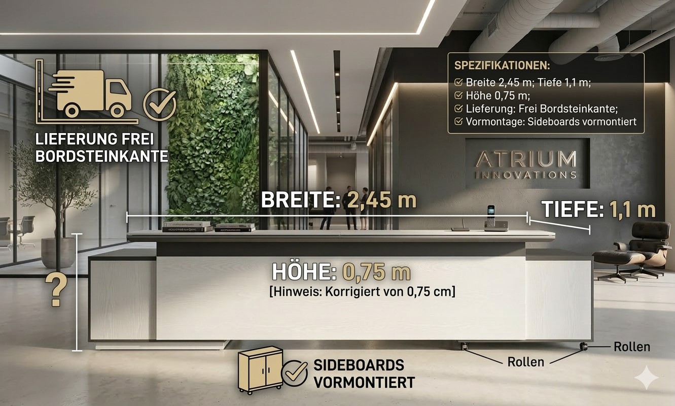 Büromöbel Chef Schreibtisch Managerschreibtisch Büroschreibtisch KEHL XXL weiß 245x105x75 cm