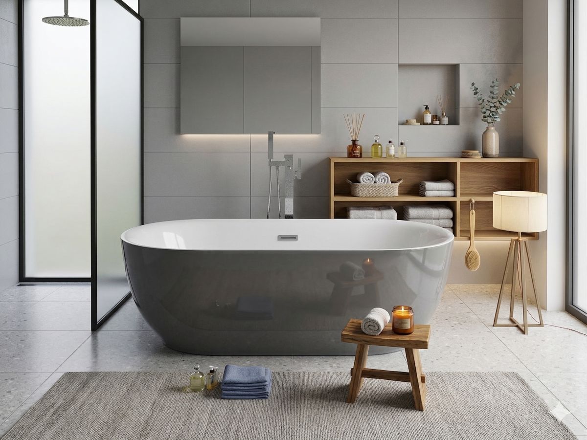 Badewanne LAUSANNE II grau 170 x 80 cm