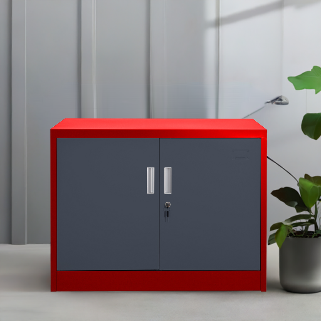 Aktenschrank SARATOW rot dunkelgrau