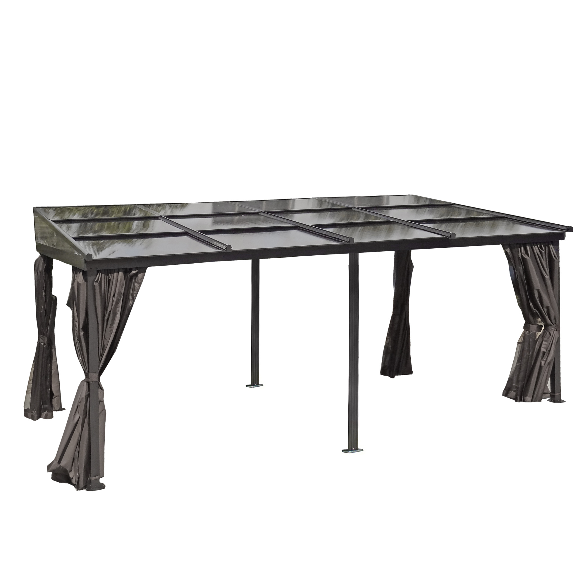 Pavillon Gartenpavillon 3x4,8m Ralimon anthrazit Aluminium mit Schiebedach