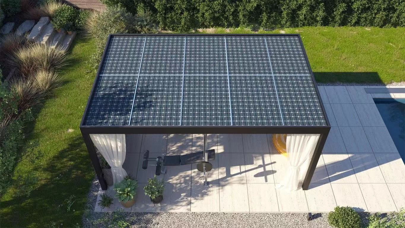 Solar Pergola 3.5 x 4,18 x 2,5 m Aluminium Rahmen mit 2.72 KW Modul - Leistung