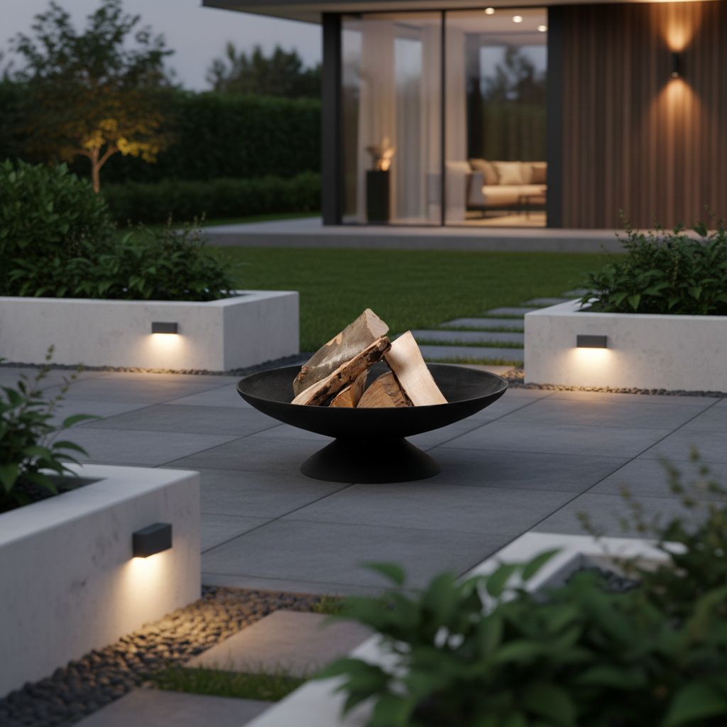 Feuerschale Indio schwarz 60 cm Garten Grill Outdoor Feuerstelle Feuerkorb