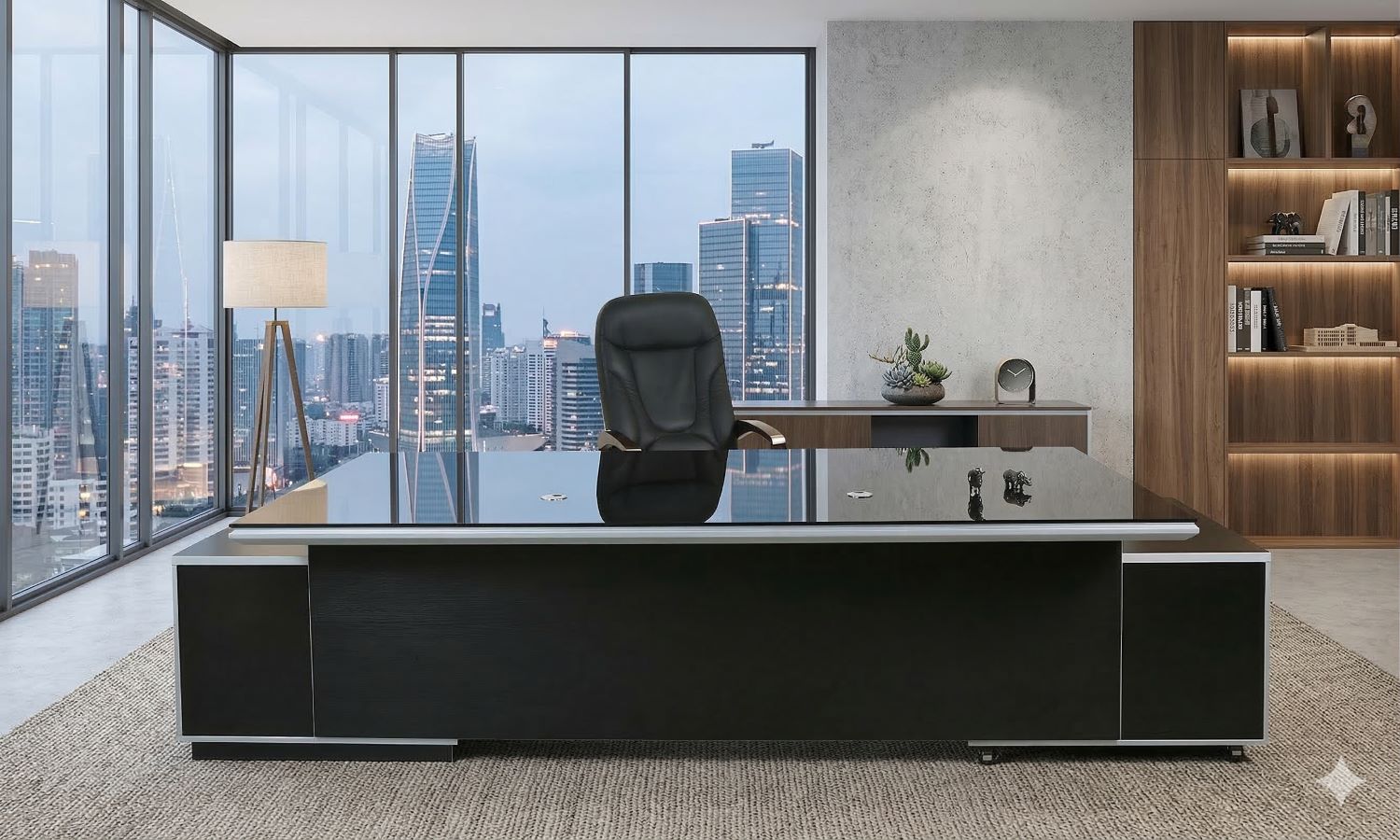 Büromöbel Chef Schreibtisch Managerschreibtisch Büroschreibtisch KEHL schwarz XXL 245x105x75 cm