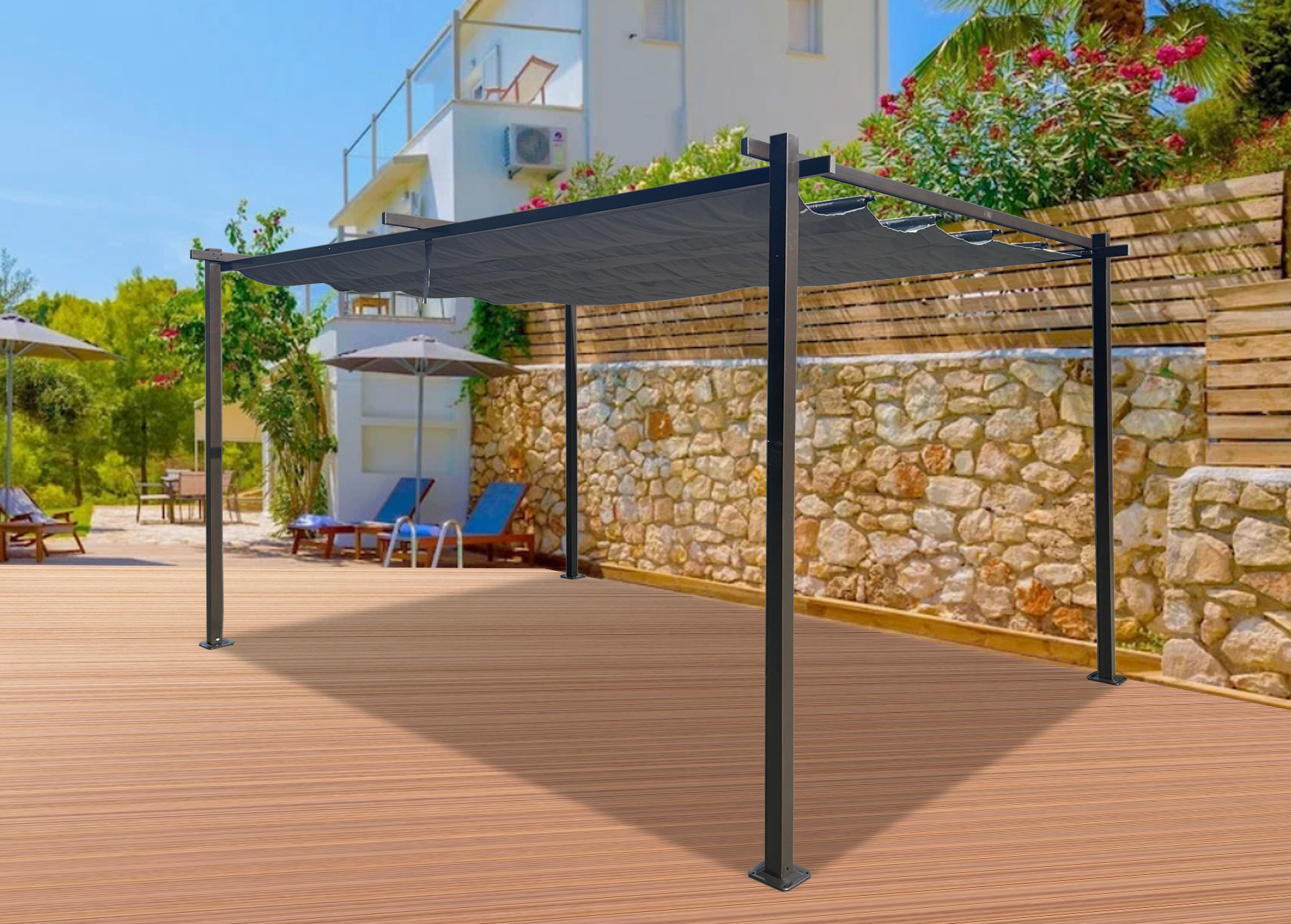 Jet-Line | Pergola Aluminium | Pavillon | Kairo light | Terasse Sonnenschutz| Garten | 3 x 3 Meter