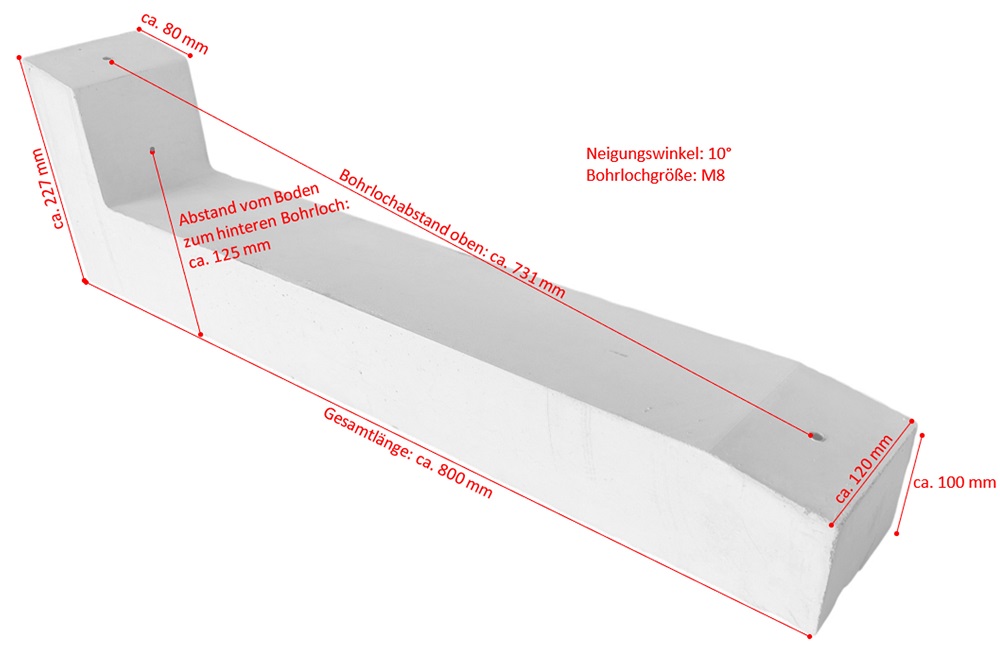 Jet-Line Beton 10 C PV-Sockel Stütze Panel Halter betongrau Flachdachmontage