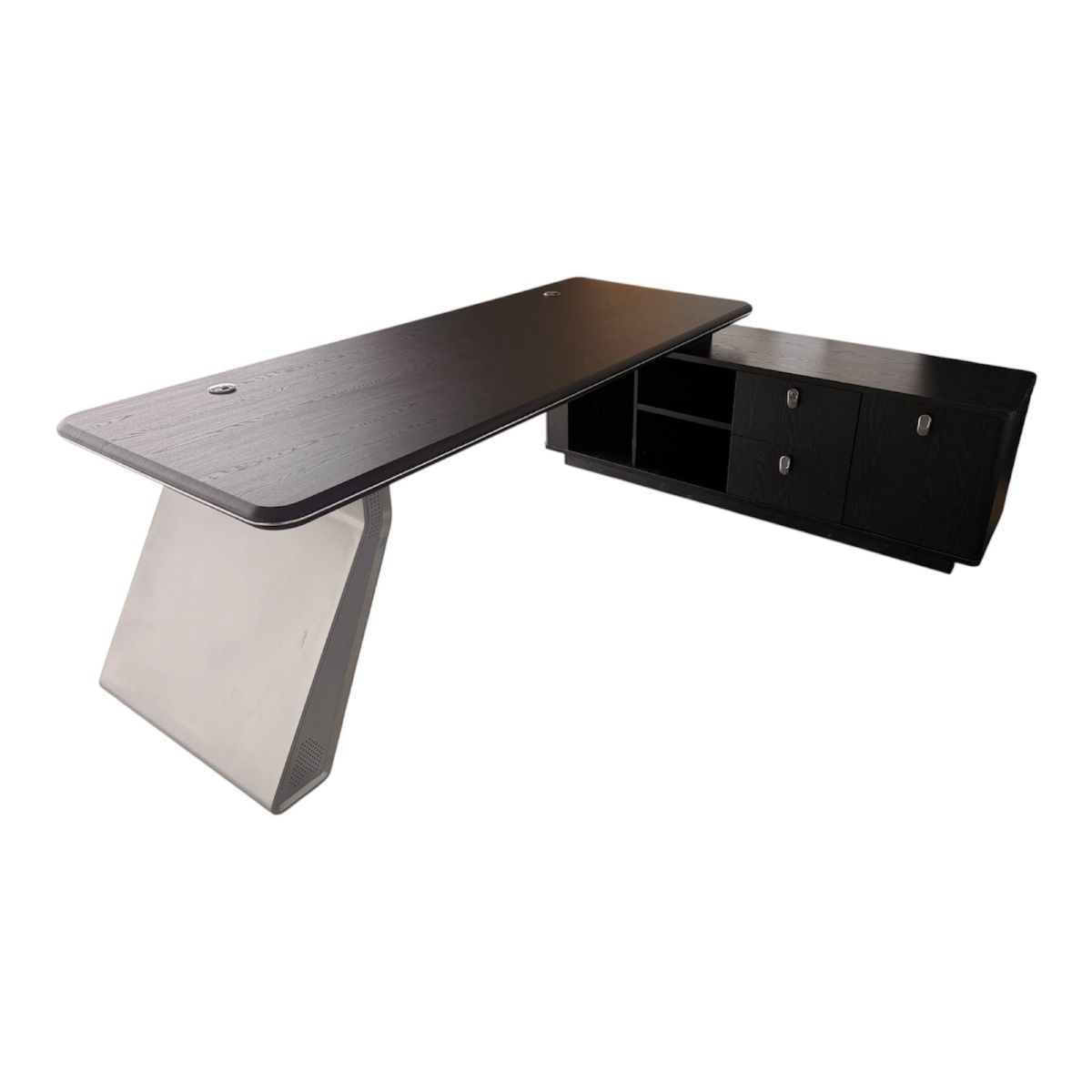 Chef Schreibtisch Eckschreibtisch Porto rechts schwarz 220x180x75 Büromöbel