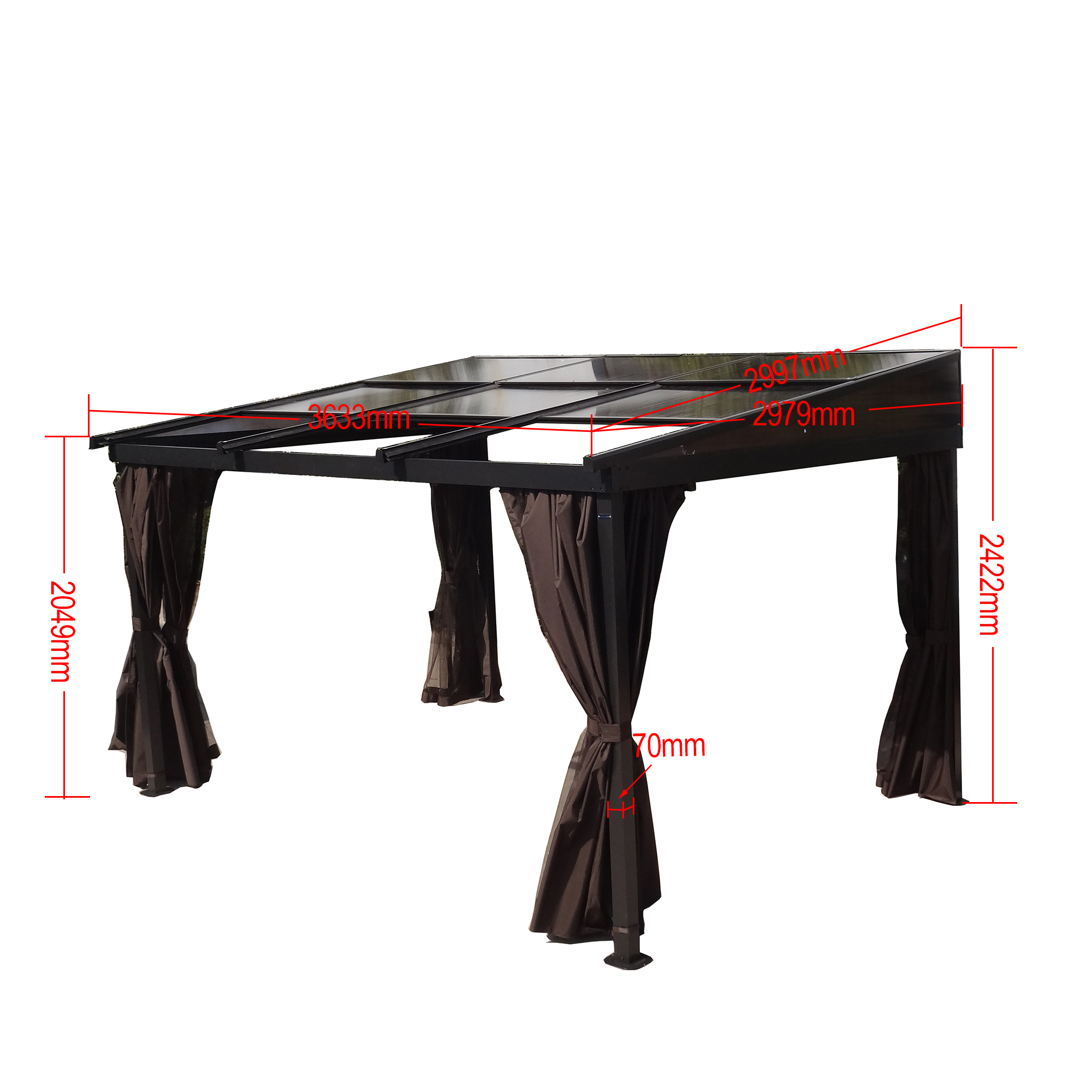 Pavillon Gartenpavillon 3x3,6m Karoom anthrazit aus Aluminium Schiebedach