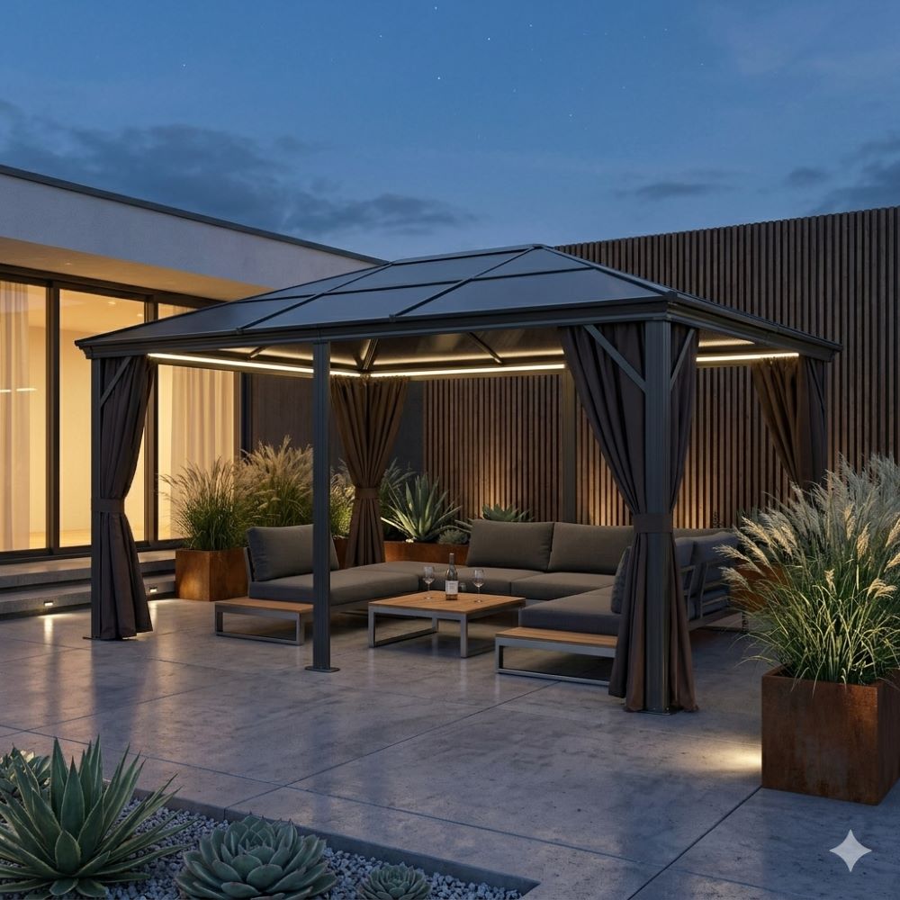 Pavillon Gartenpavillon 3,6x4,8m  Tamuros anthrazit Aluminium UV-Schutz