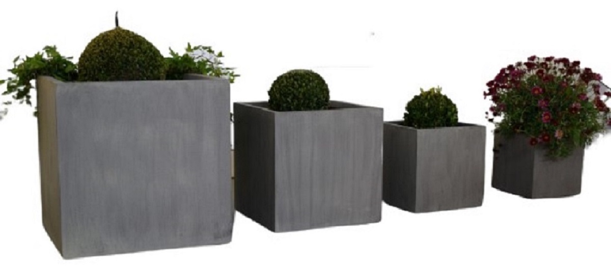 4er-Set Blumenkübel FLORA betonoptik