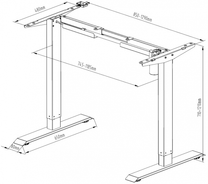 Höhenverstellbarer Tisch mit Tischplatte 1.4x0,7 m Nussbaum