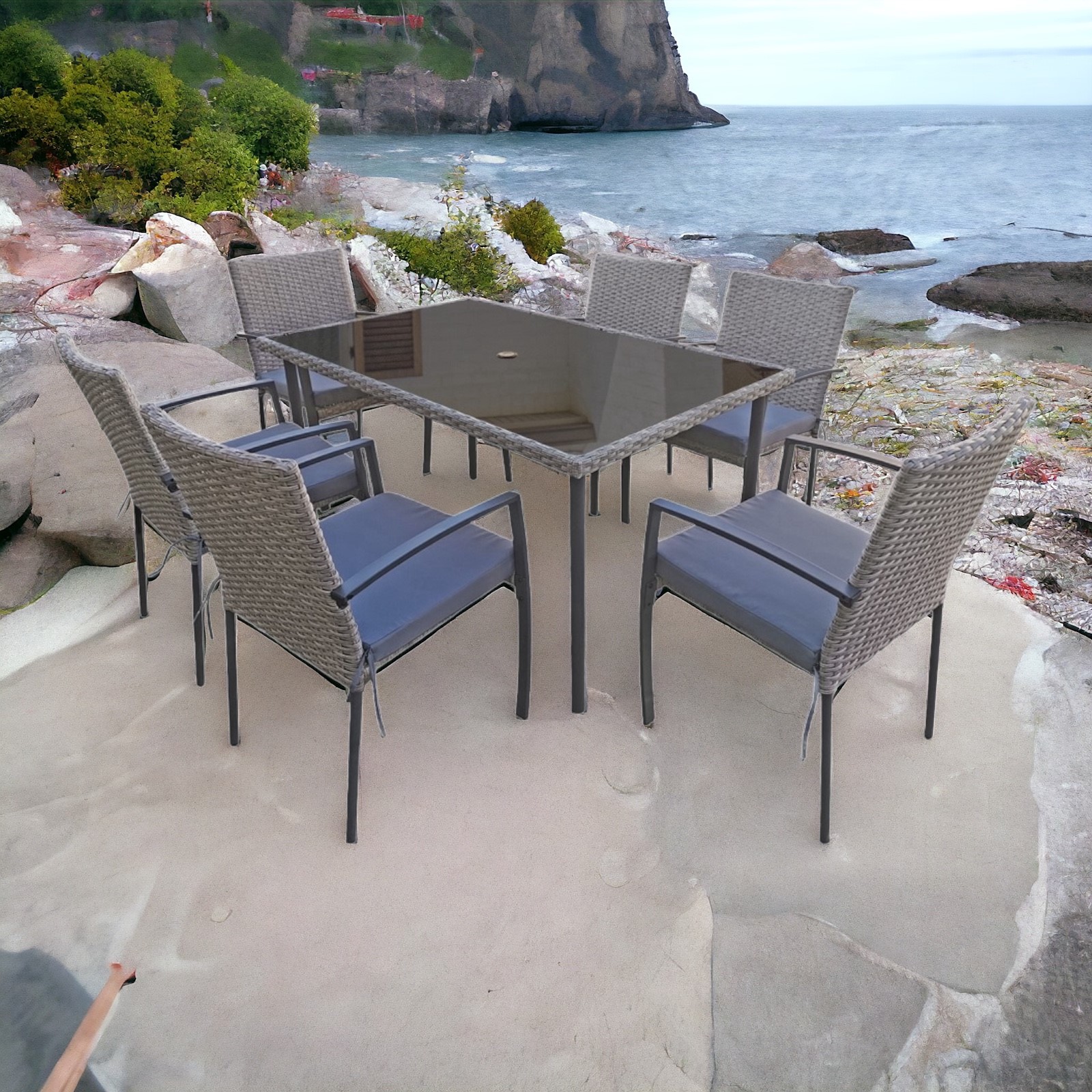 Gartenmöbel Essgruppe 6-Sitzer Carlo grau Jet-Line Dining Set