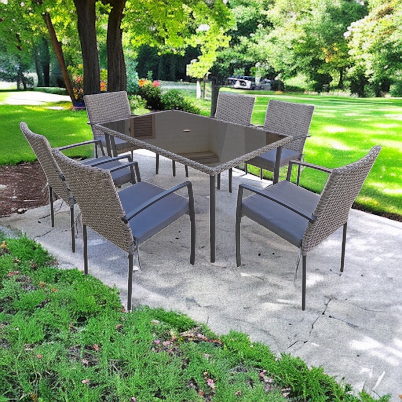 Gartenmöbel Essgruppe 6-Sitzer Carlo grau Jet-Line Dining Set