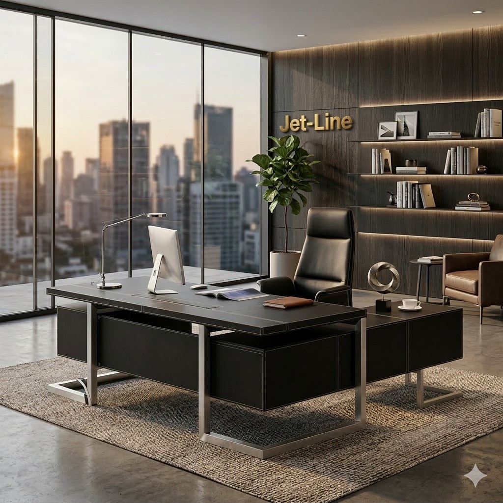 Büromöbel Chef Schreibtisch Managerschreibtisch Büroschreibtisch VENEDIG links schwarz 2,2x0,85x 0,7