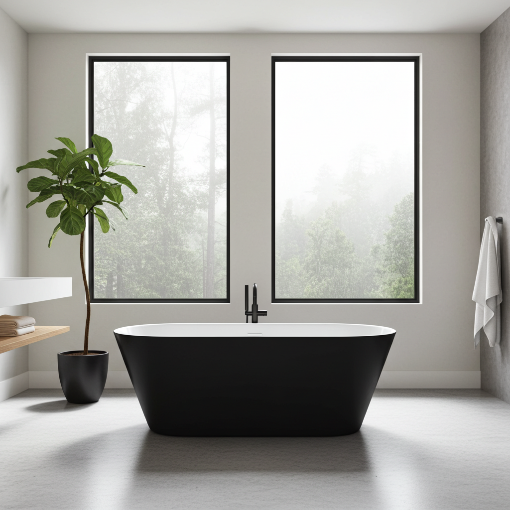 Badewanne Design LAUSANNE II schwarz Freistehend 170 x 80 cm