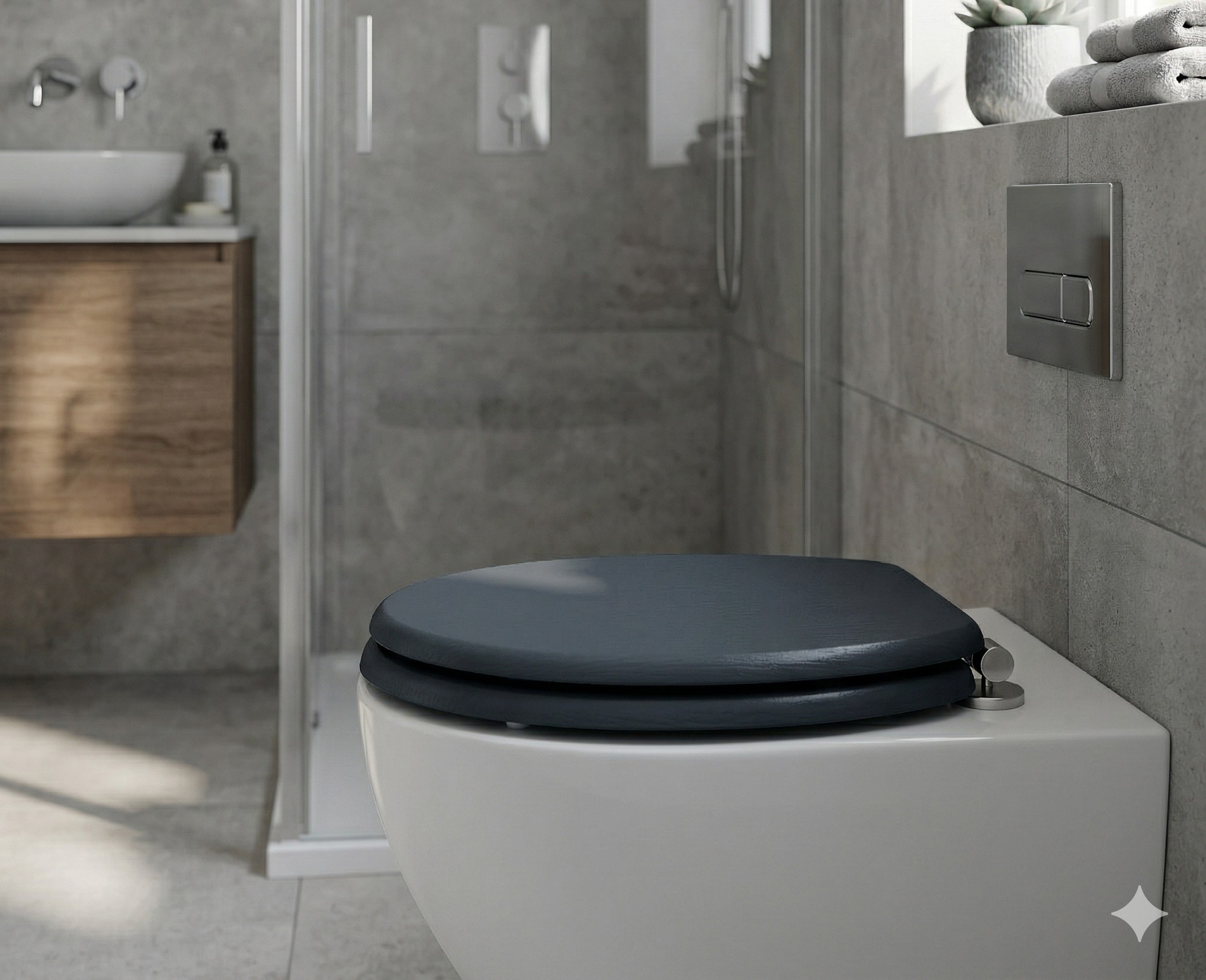 WC Sitz Deckel Toilettensitz Softclose anthrazit Bad Click Toilettendecke