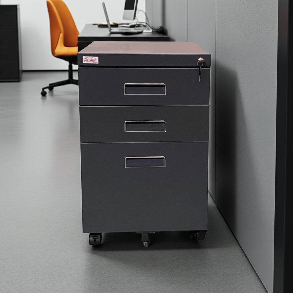 Büro Rollcontainer 3 Schubladen Hängeregistratur abschliessbar PAUL anthrazit Rollschrank