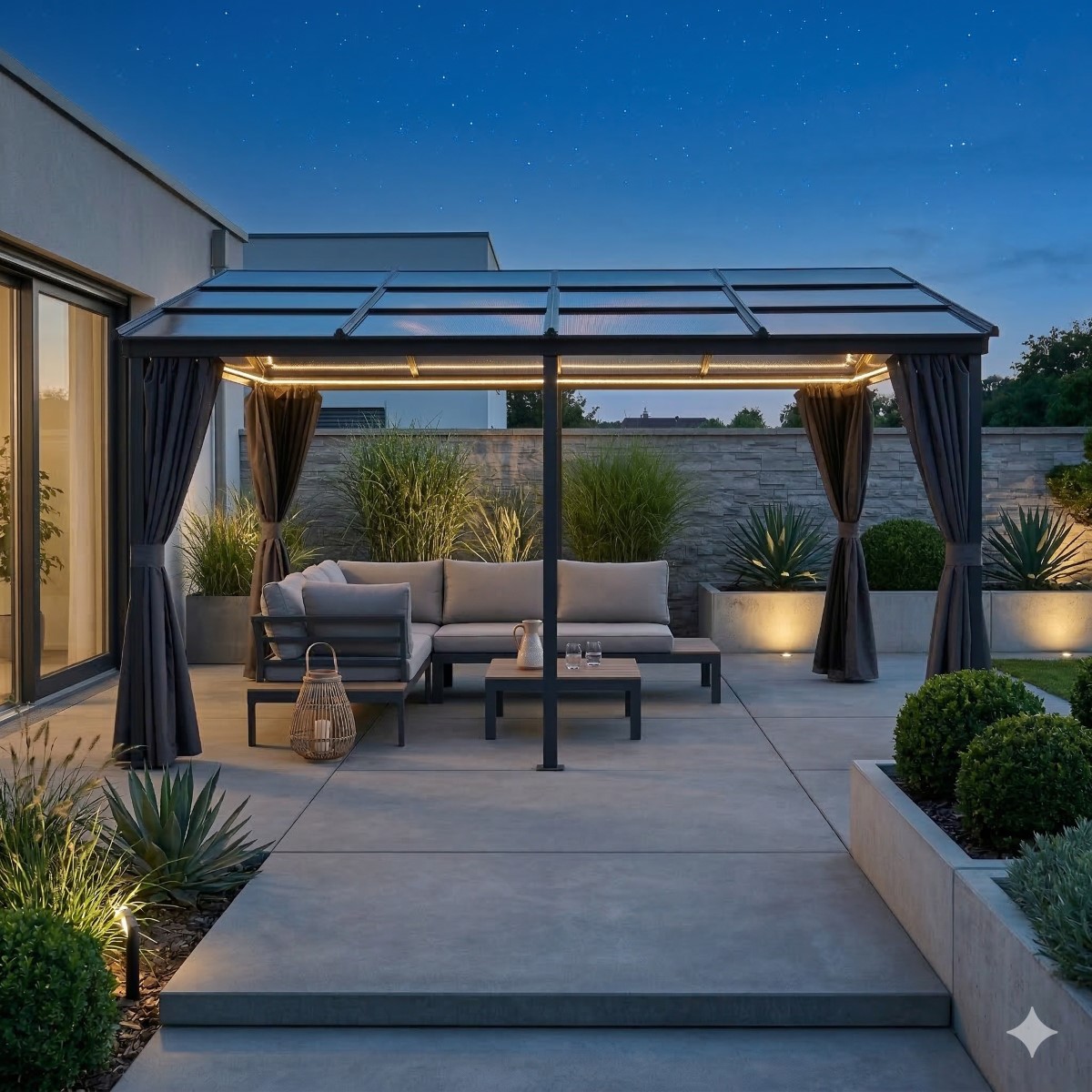 Pavillon Gartenpavillon 3x4,8m Ralimon anthrazit Aluminium mit Schiebedach