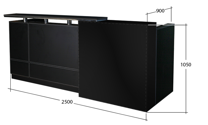 Büro Elegante Empfangstheke Philadelphia schwarz 2.5 m Büromöbel 2-Personen Arbeitsplatz