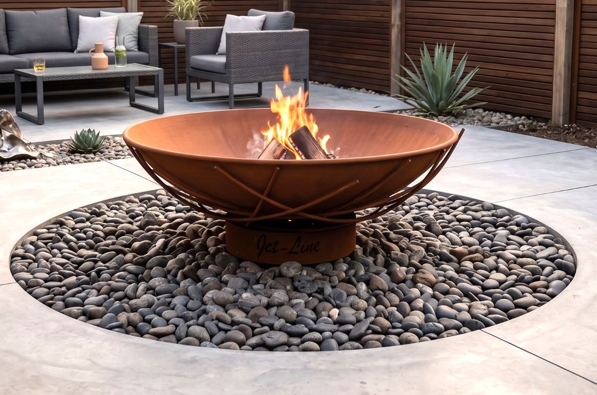 Feuerschale Doha in Rostoptik 62 cm Garten Grill Outdoor Feuerstelle Feuerkorb
