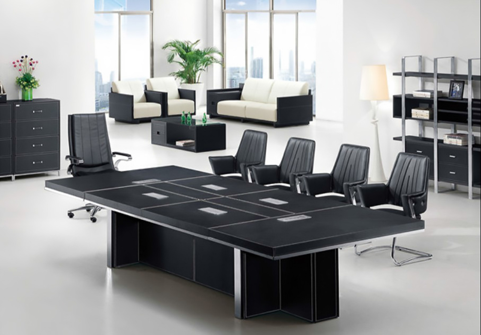 Büromöbel  Besprechungstisch Dallas  schwarz 3,6 m Konferenz Tisch XXl