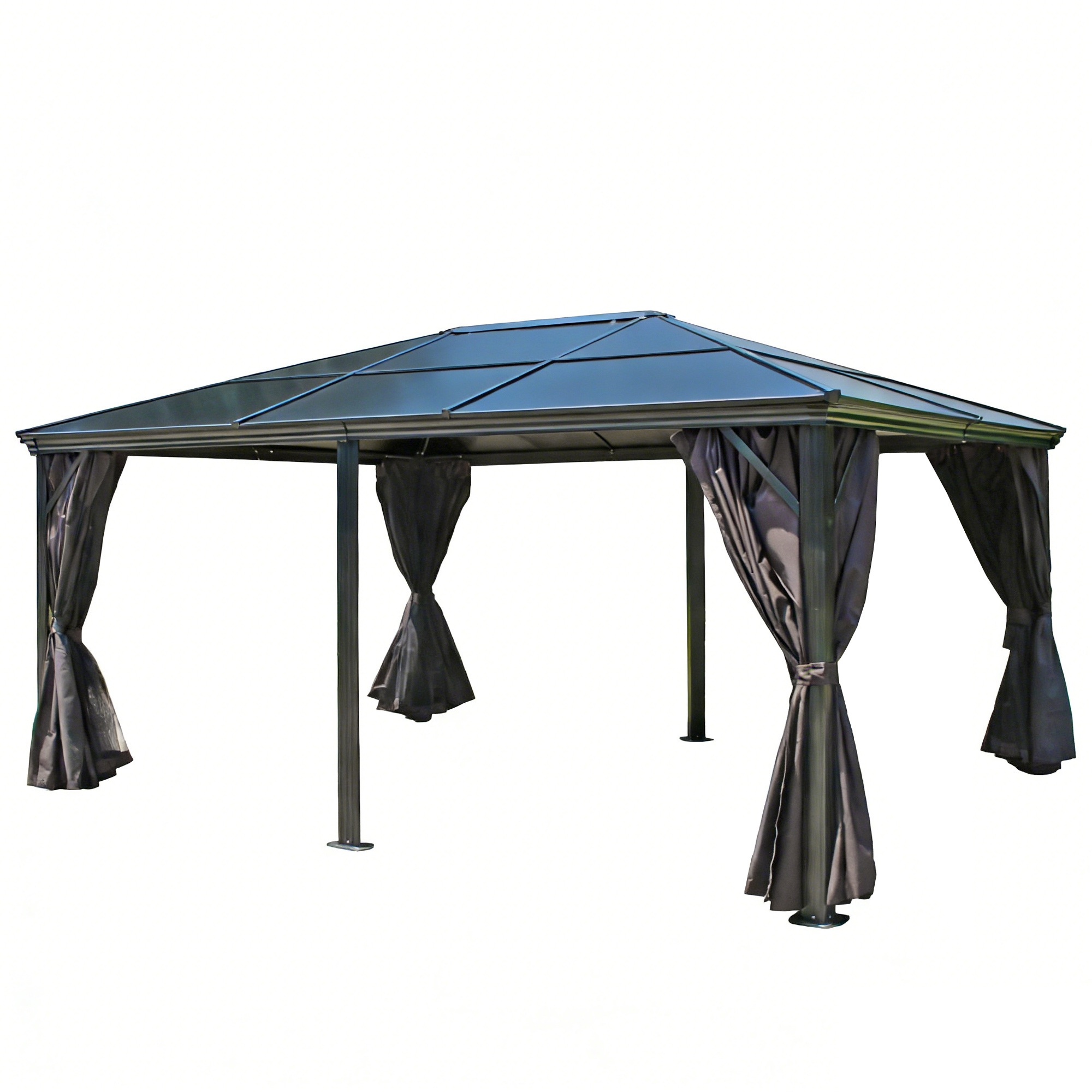 Pavillon Gartenpavillon 3,6x4,8m  Tamuros anthrazit Aluminium UV-Schutz