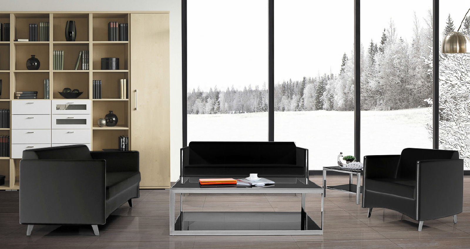 Büro Sofa Sidney schwarz 3-Teilig Büromöbel