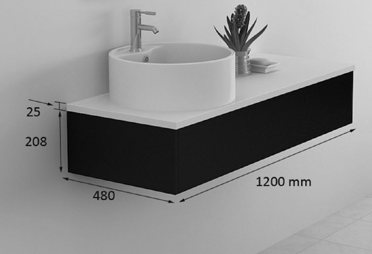 Badset BIEL schwarz Waschtisch Unterschrank Waschbecken Bad Badmöbel Badausstattung Badezimmer