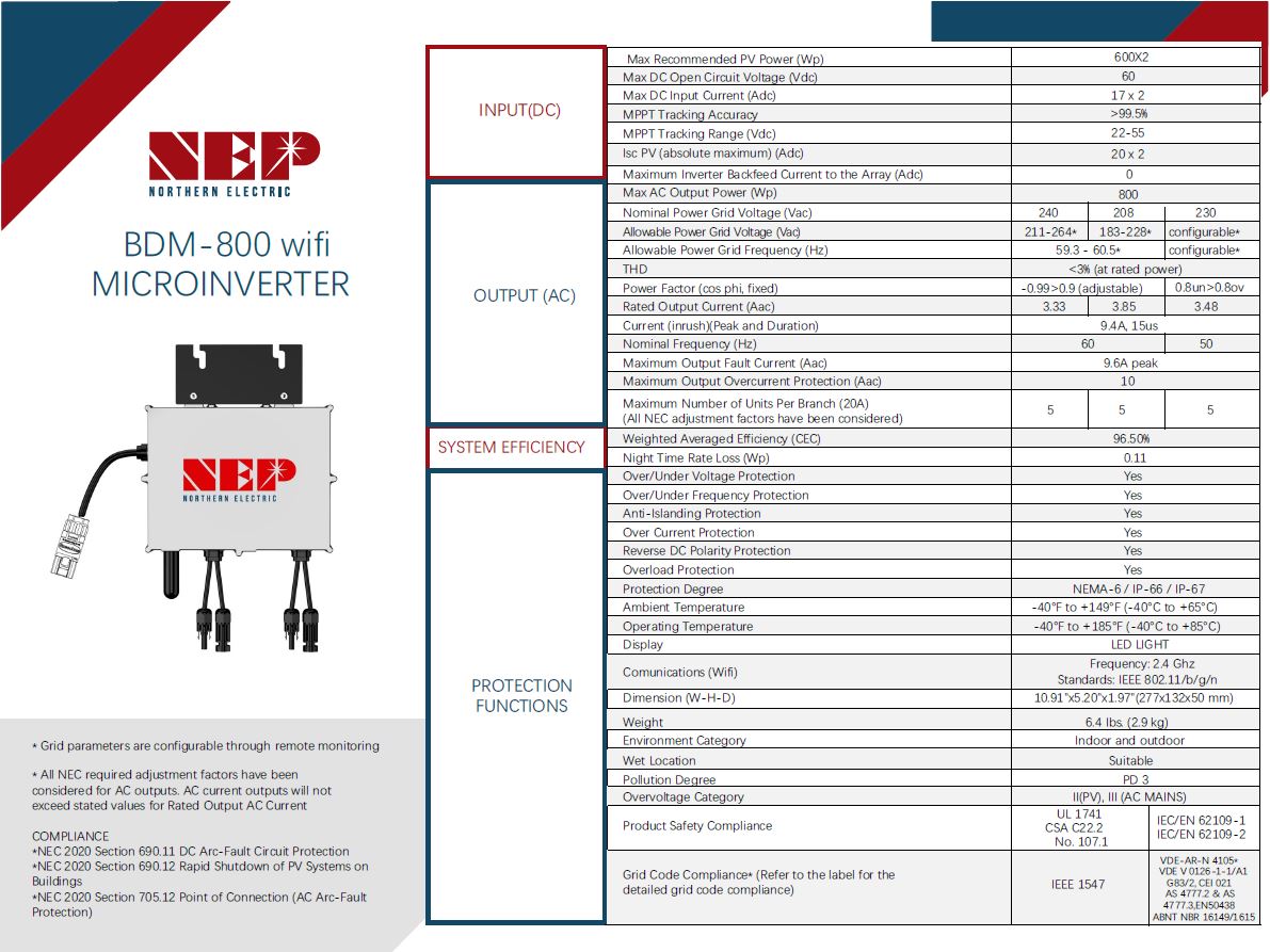 NEP 800W WIFI Wechselrichter - epp shop