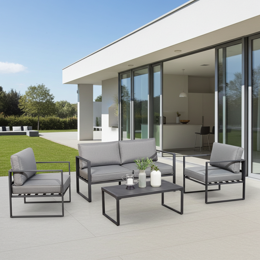 Jet-Line Gartenmöbel Lounge Garten  KRETA II hellgrau Aluminium