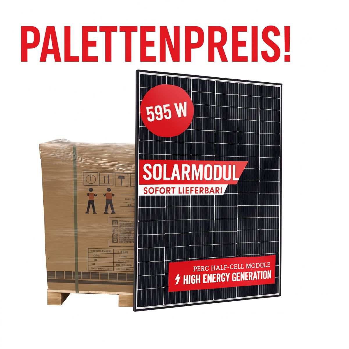 Solarmodul, Solarpanel, 595 W, Hohe Energieerzeugung, Packung im Karton