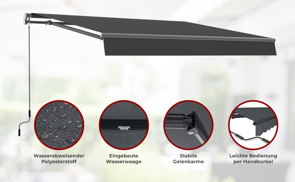 Markise Sunpower 5 x 3 m in anthrazit Gelenkarmmarkise