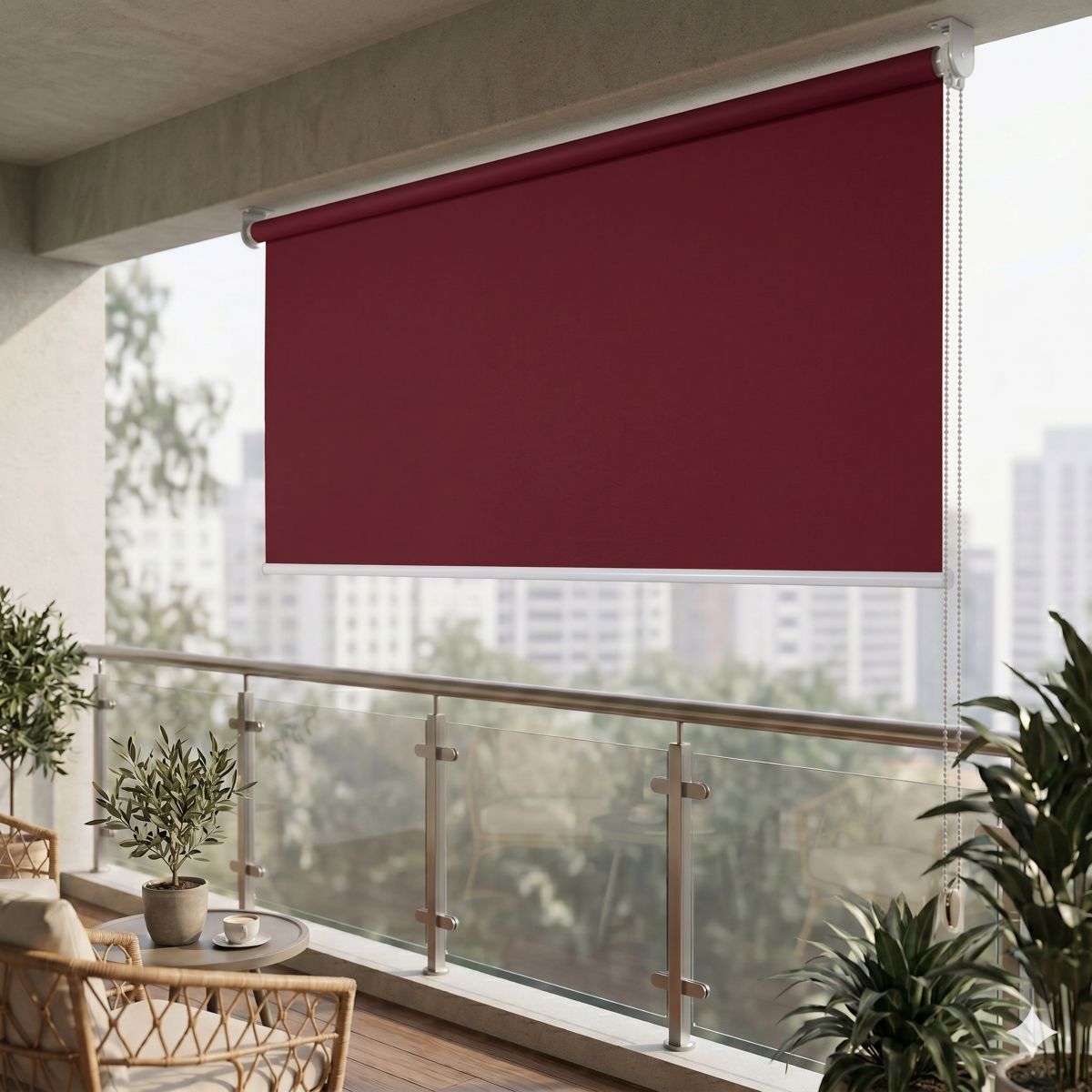 Vertikalmarkise Balkonmarkise Jet-Line Sichtschutzrollo 1,2 x 2,3 m bordeaux Außenrollo Garten