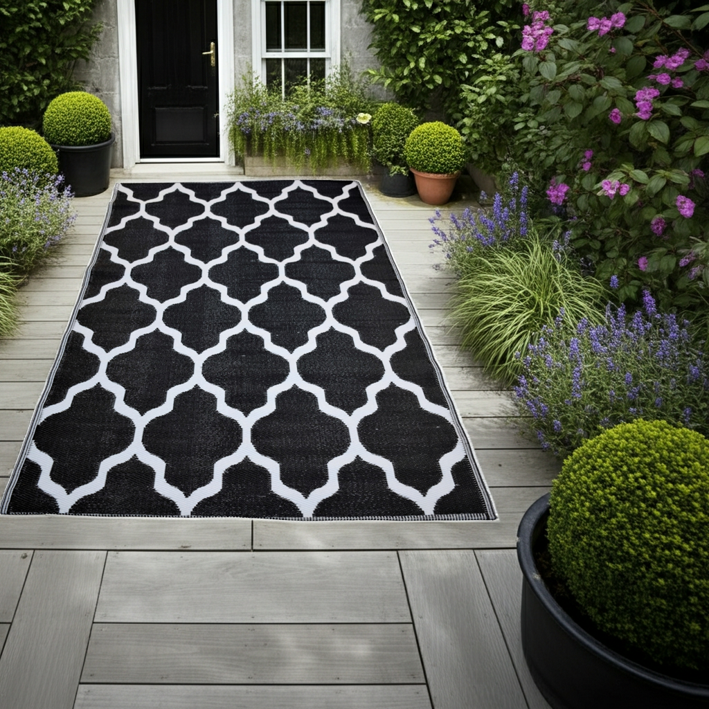 Garten Outdoor Teppich Kate 150x240cm schwarz von Jet-Line Balkon Terrasse