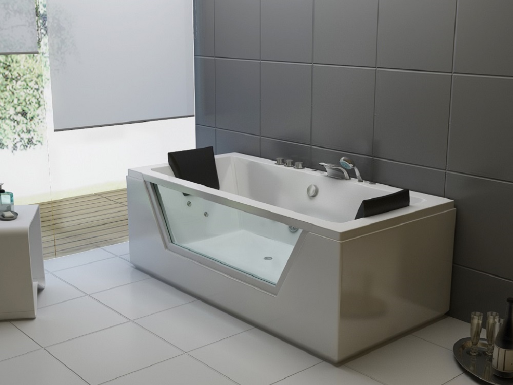 Whirlpool Spa Whirlwanne Badewanne weiss Vollausstattung Heizung Ozon LED 185 x 90 cm