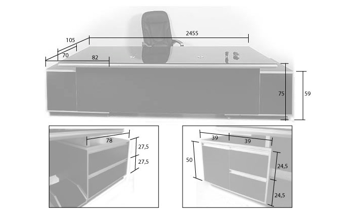 Büromöbel Chef Schreibtisch KEHL in weiß 2.4 m Praxis Kanzlei Möbel