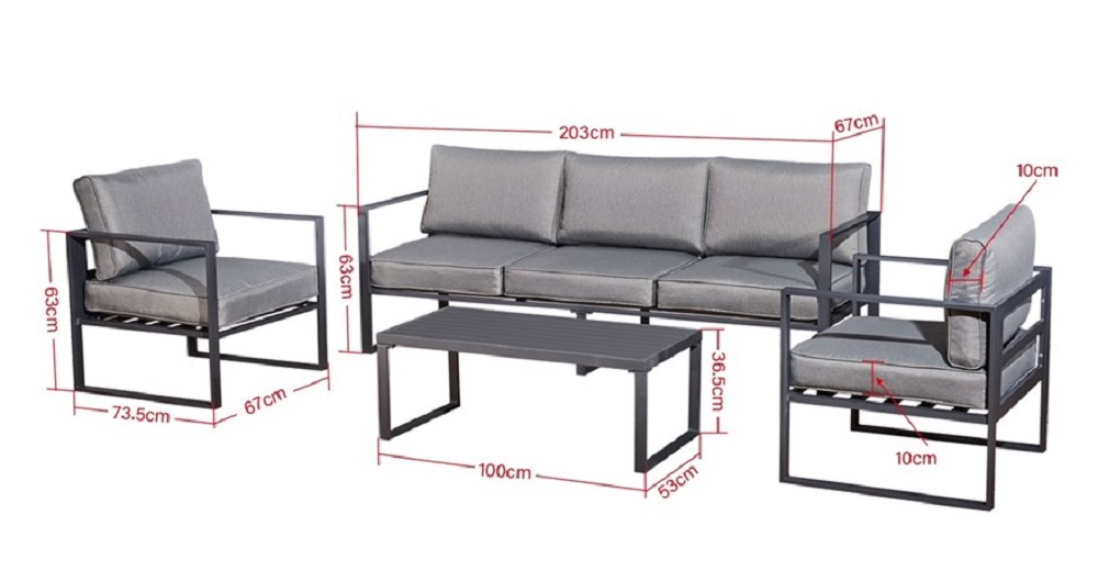 Jet-Line Gartenmöbel Lounge Garten Möbel KRETA II anthrazit Aluminium