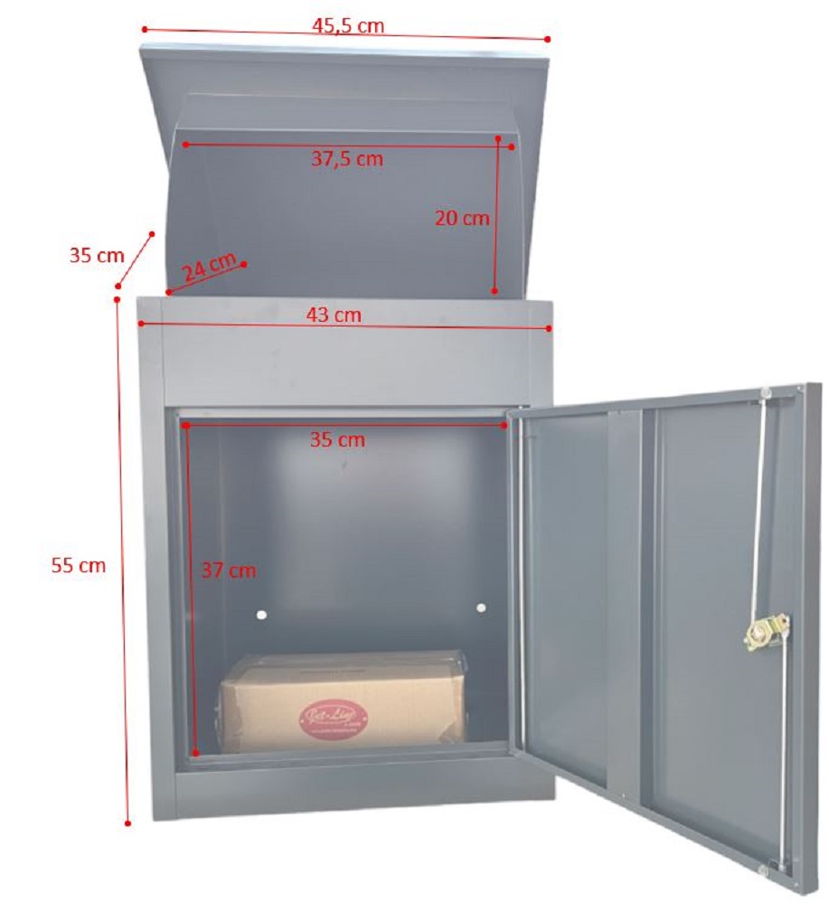 Jet-Line® | Paketbox |Paketablage Briefbox  mit Paketfach Gr. L | Metall anthrazit 59x36,5x45,5cm